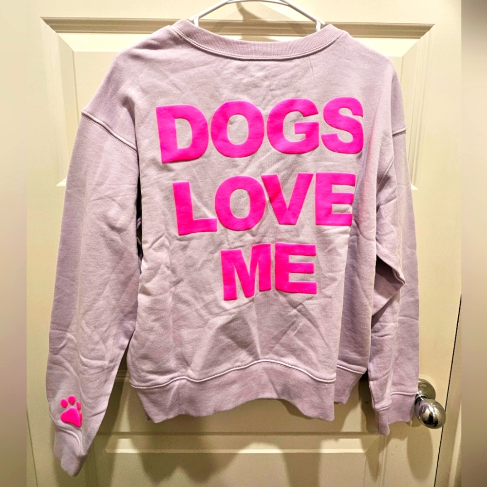Women's Wildfox Graphic Crewneck "Dogs Love Me" Sweatshirt, Size Small